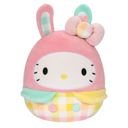 Squishmallows Sanrio 8 inch Hello Kitty Wearing Gingham Bunny Ears -  Child's Ultra Soft Plush Toy