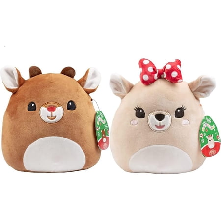 Squishmallows 8-Inch Rudolph & Clarice - Rudolph The Red Nosed Reindeer Set - Official Jazwares Plush - Collectible Soft & Squishy Stuffed Animal Toy - Gift for Kids, Girls & Boys
