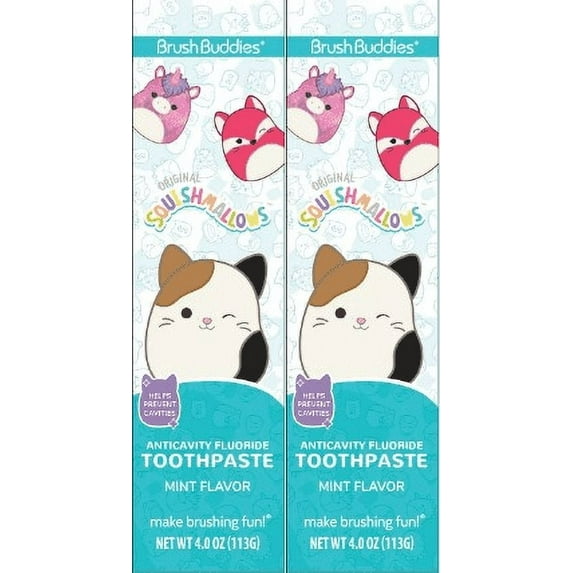 Squishmallows Anticavity Fluoride Toothpaste Mint Flavor, 4 oz, (2 Pack)