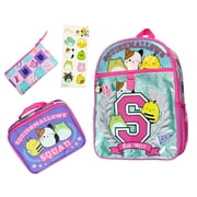 Squishmallows Backpack 16" Squad 5 Piece Set Bookbag with Detachable Insulated Lunch Box