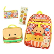 Squishmallows Backpack 16" Treat Yourself! 5 Piece Set Bookbag with Detachable Insulated Lunch Box