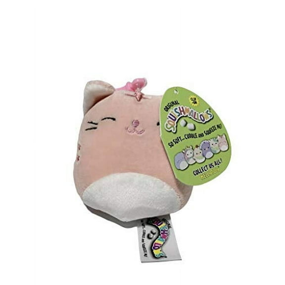 Squishmallows Backpack Clip Ons Plush Pillow (Paulita Pink Tabby Cat) 3.5 Inch Plush