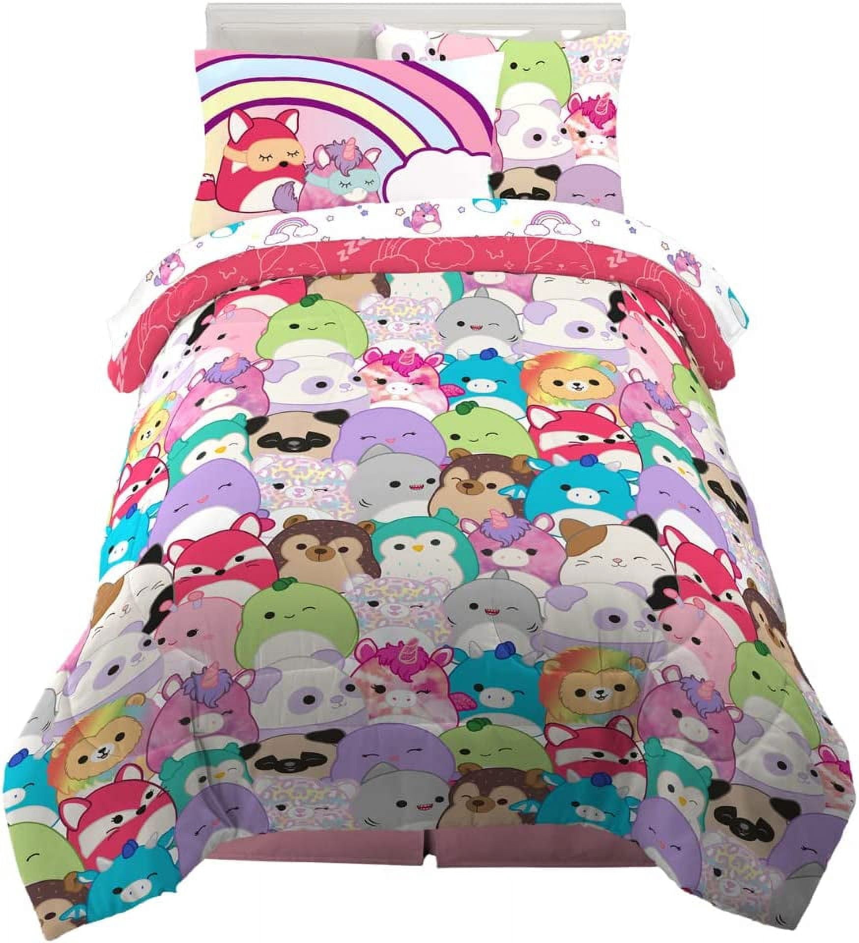 Squishmallows Bedding Super Soft Comforter and Sheet Set with Sham, 5