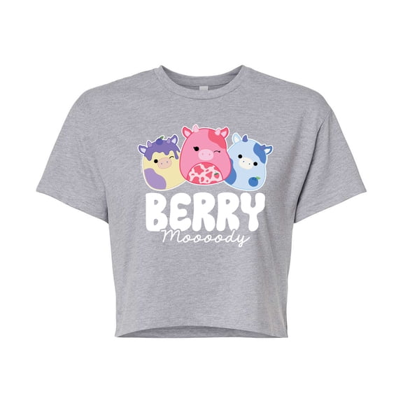 Squishmallows - Berry Moooody - Juniors Cropped Short Sleeve Graphic T-Shirt