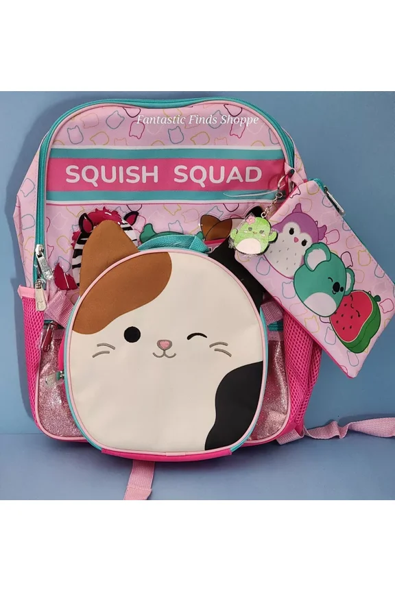Cam the Calico Cat Squish Squad 5 Piece 16" Backpack Lunch Kit