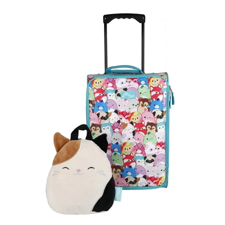 Squishmallows Cameron Cat 2pc Travel Set with 18" Luggage and 10" Plush Backpack
