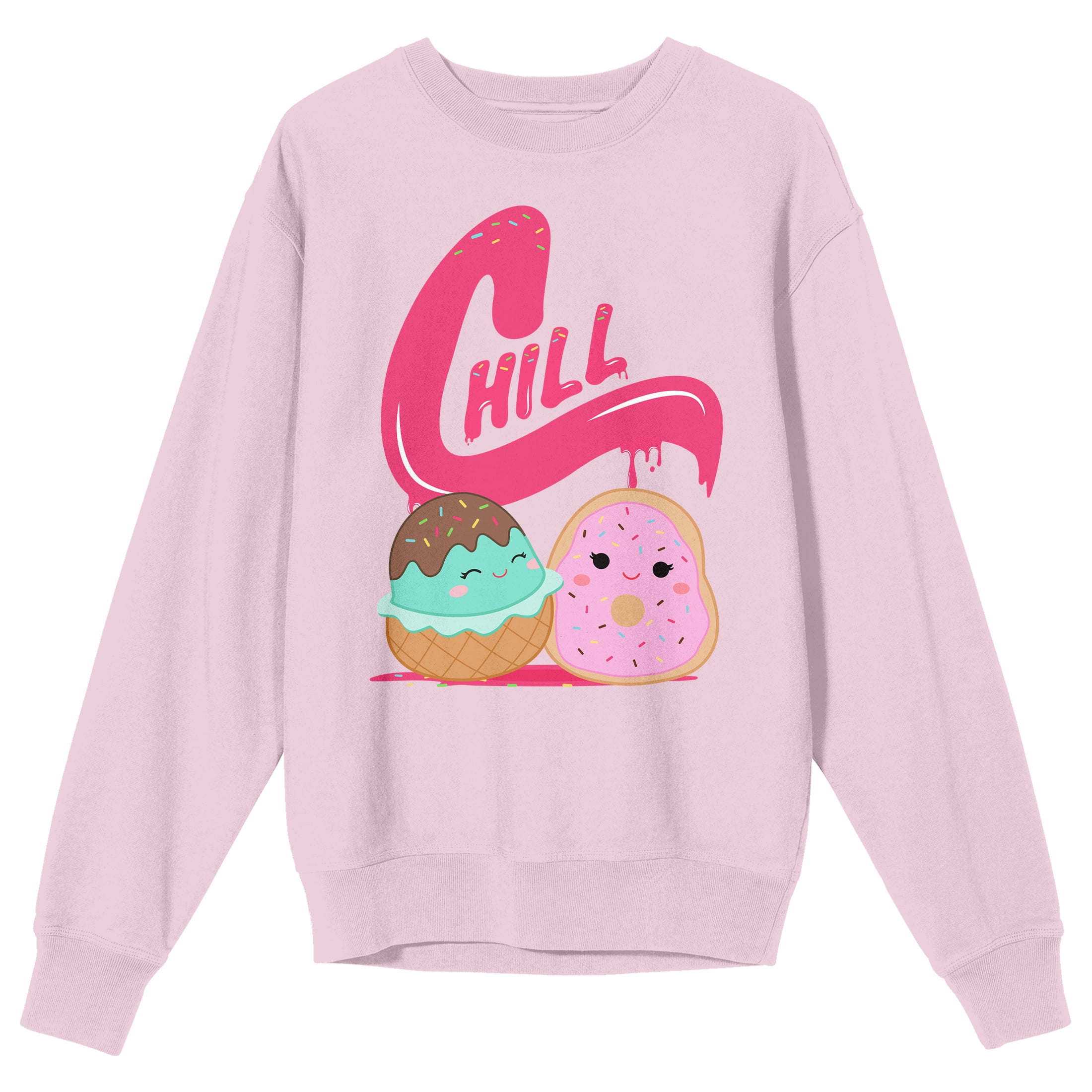 Squishmallows Chill Crew Neck Long Sleeve Cradle Pink Youth Sweatshirt-XXL  