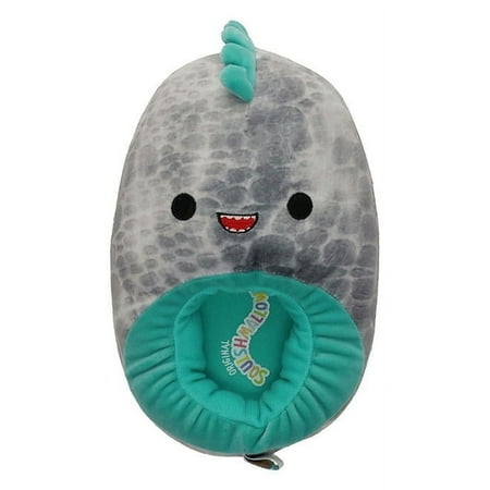 Squishmallows Chuey the Dinosaur Plush Step-In Slippers for Kids, Size 6/7, Dino Style