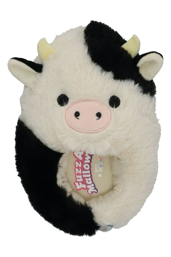 Connor the Cow Black and Cream Step-in Slippers, Youth Sizes 13-5