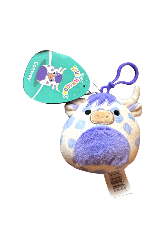 Conway the Purple Highland Cow Plush 3.5 Clip Backpack Keychain