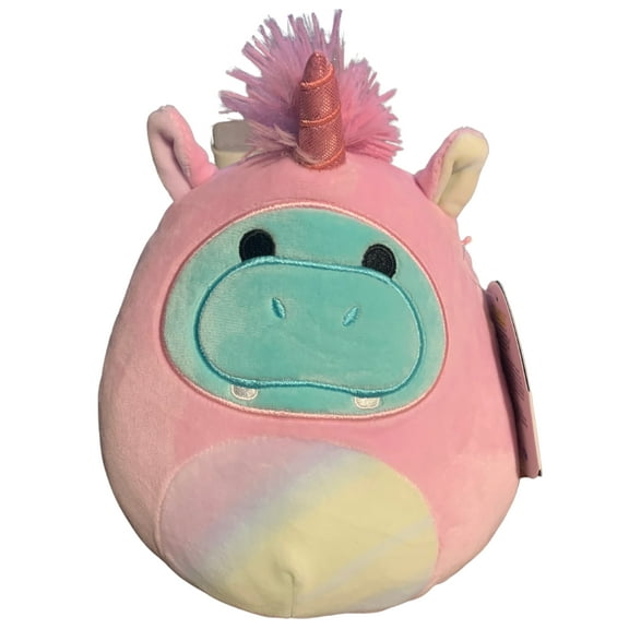 Squishmallows Official Kellytoy Plush 8" Hank the Hippo in Pink Unicorn Costume- Ultrasoft Stuffed Animal Plush Toy