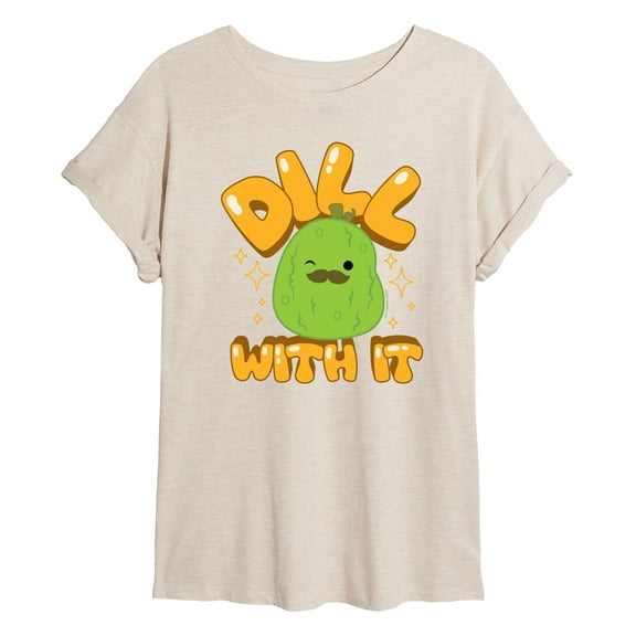 Squishmallows - Dill With It Charles Pickle - Womens Oversized Graphic T-Shirt