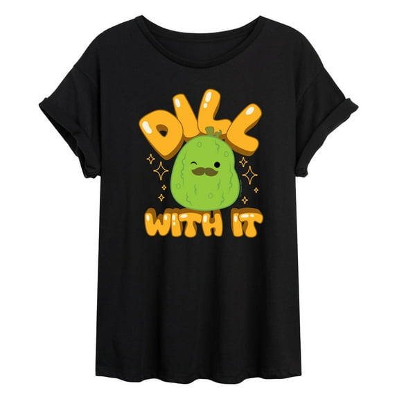 Squishmallows - Dill With It Charles Pickle - Womens Oversized Graphic T-Shirt