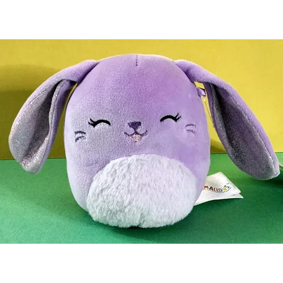 Squishmallows Easter Squad Bubbles the Purple Bunny Rabbit 4" NWT Fuzzy Tummy