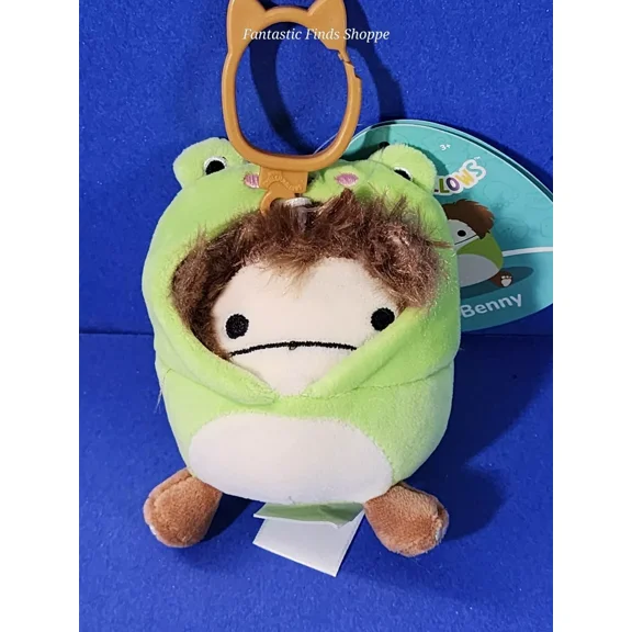 Squishmallows Epic Collection Benny the Bigfoot in Frog Costume Clip-On 3" NWT