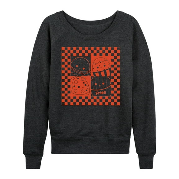 Squishmallows - Fast Food Grid - Women's French Terry Pullover Long Sleeve Shirt