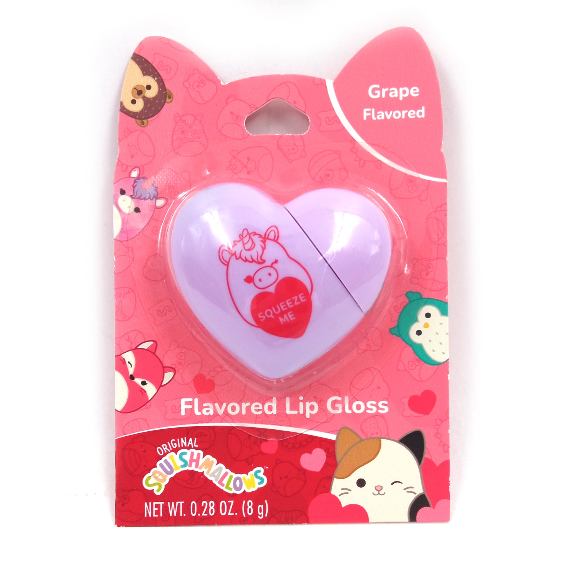 Squishmallows Flavored heart shape molded lip gloss grape