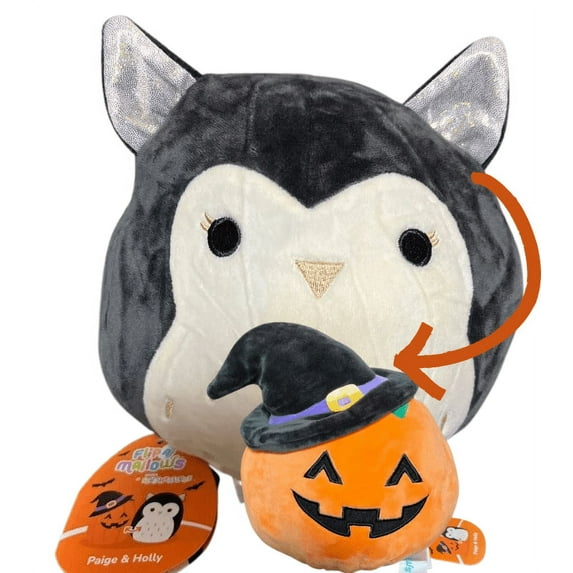 Squishmallows Flip A Mallows Paige & Holly Halloween Pumpkin to Owl 8" Plush Stuffed Animal Toy