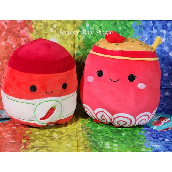 Squishmallows Flipamallows Odion Spicy Noodles / Illia Sriracha Hot Sauce 8" NWT