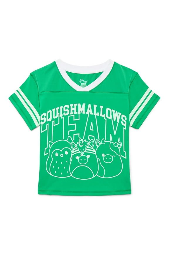 Squishmallows Girl's Active Jersey Top with Short Sleeves, Sizes 4-12