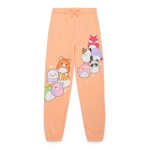 Squishmallows Girls’ Graphic Fleece Jogger Pants, Sizes 4-16