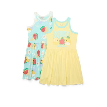 Squishmallows Girls Printed Tank Dress, 2-Pack, Sizes 4-12