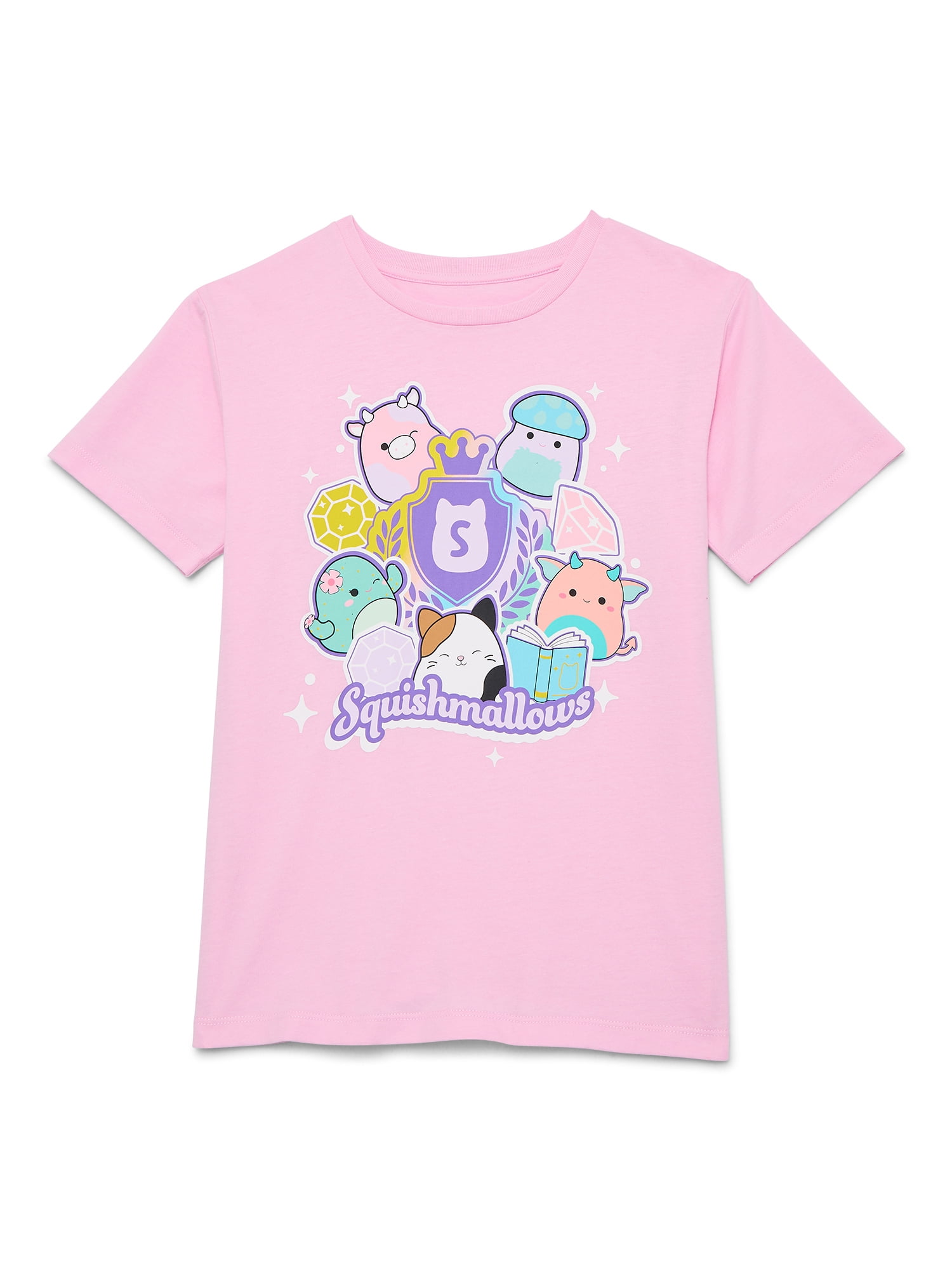 Squishmallows Girls Graphic Tee with Short Sleeves, Sizes 4-16