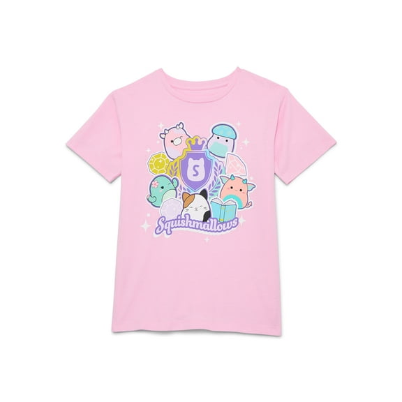 Squishmallows Girls Graphic Tee with Short Sleeves, Sizes 4-16