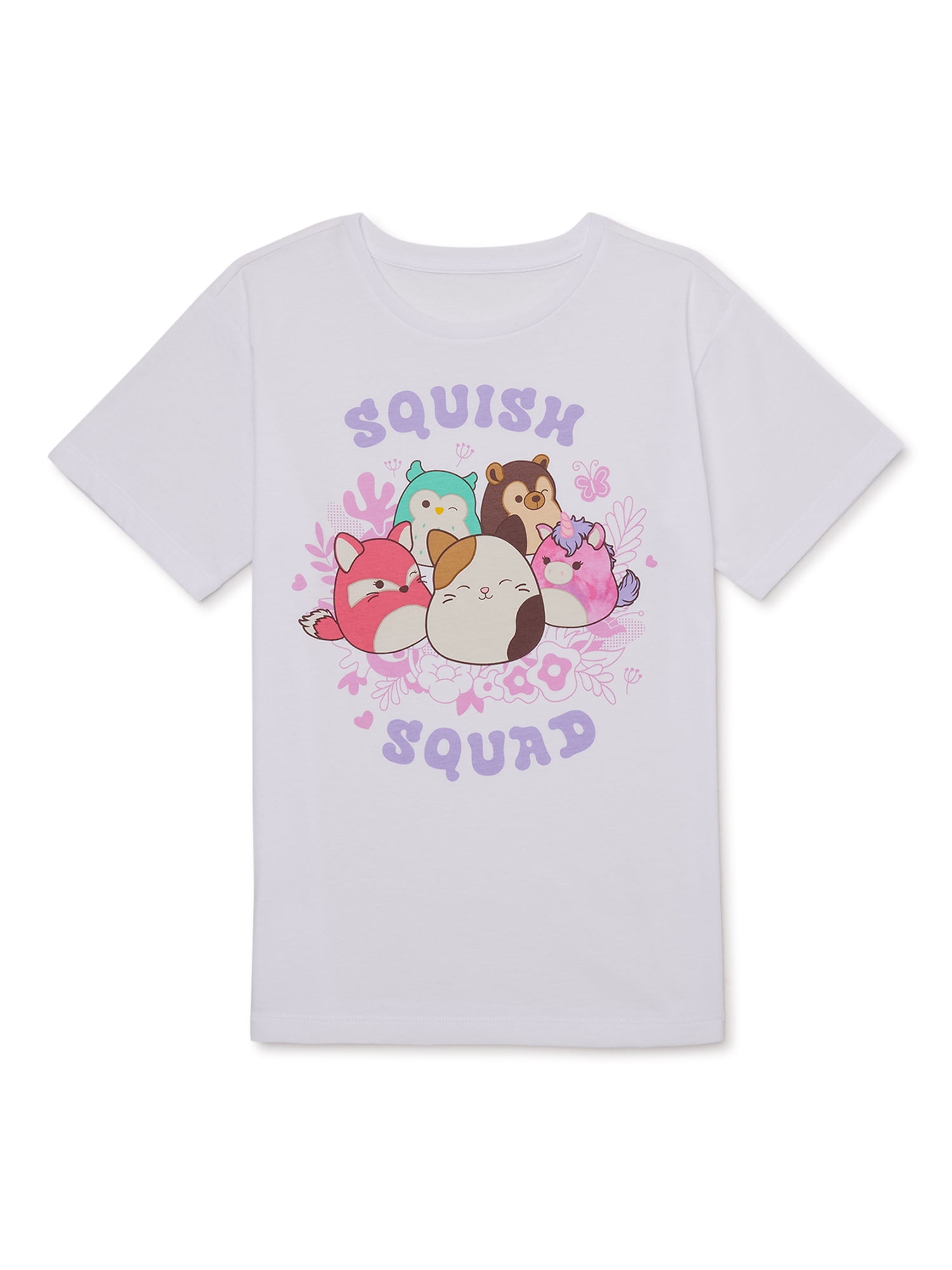Squish Squad Girls Graphic Crew Neck Short Sleeves T-Shirt, Sizes 4-16