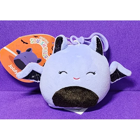 Squishmallows Halloween Squad 2023 Joldy the Purple Bat Clip-on 3" NWT