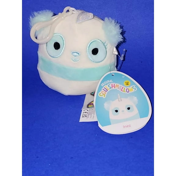 Squishmallows Inez the Light Blue Pandacorn Panda Bear Unicorn 3.5" Clip-on NWT