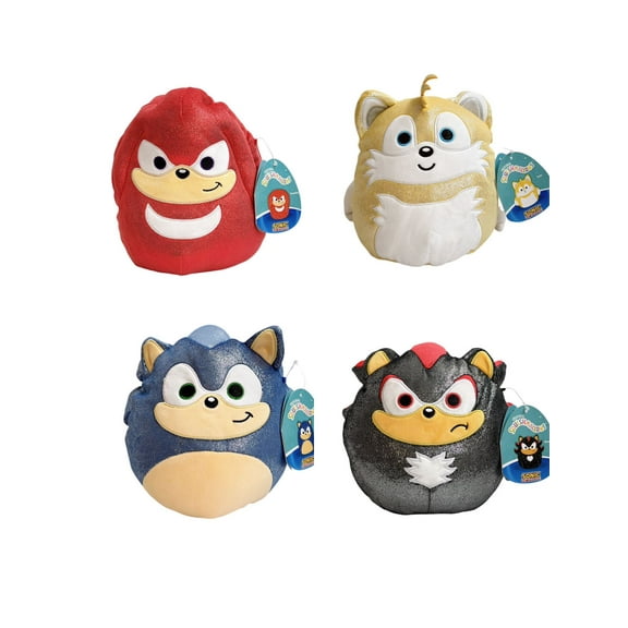 Squishmallows Kellytoy Christmas 2024  SEGA Metallic Sonic, Knuckles, Tails, Shadow Plush Toy (8/'' Set of 4 Sonic), 8 inch