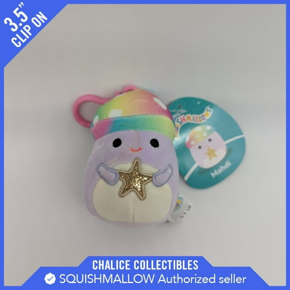 Squishmallows Kellytoy Plush Food Mahdi with Star Clip On Keychain 3.5"