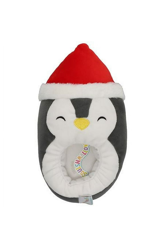 Kid/Adult Slippers ~ Luna the Penguin with Red Santa Hat (4/5) Bigger Size (Will fit Women Size 5.5-7.5)
