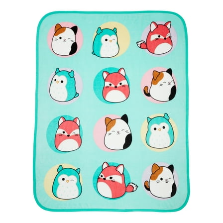 Squishmallows Kids Teal Print Fleece Throw Blanket, 46 x 60