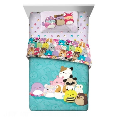 Squishmallows Kids Twin Bed in a Bag, Comforter and Sheets, Teal