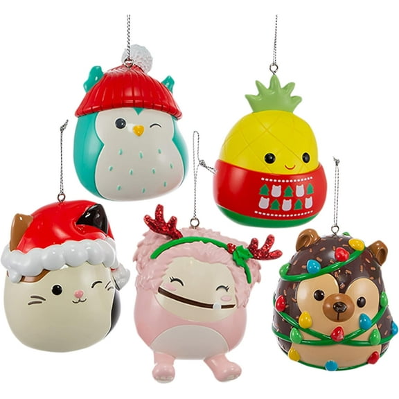 Squishmallows Kurt Adler Christmas Ornament (Pack of 5) Set - Five Squishmallow Holiday Tree Ornaments - Officially Licensed - Gift for Kids