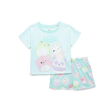 Squishmallows Little Girls and Big Girls Graphic Tee and Shorts Pajama Set, 2-Piece, Sizes 4-12