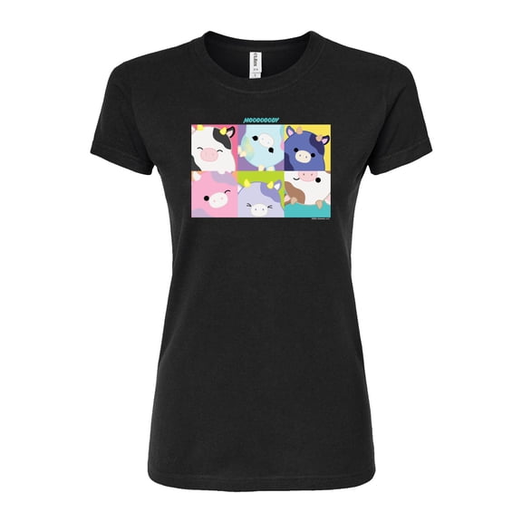 Squishmallows - Mooody Cow Grid - Juniors Fitted Short Sleeve Graphic T-Shirt