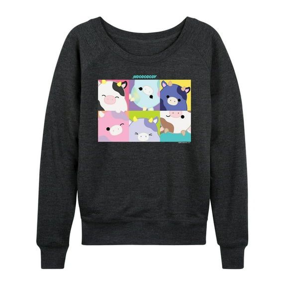 Squishmallows - Mooody Cow Grid - Women's French Terry Pullover Sweatshirt