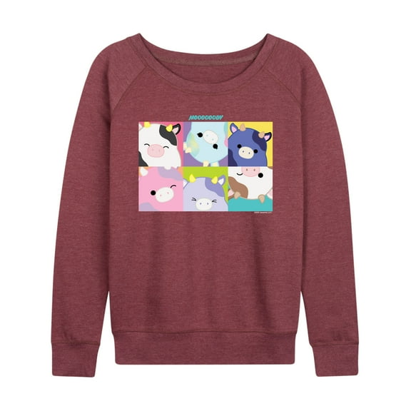 Squishmallows - Mooody Cow Grid - Women's French Terry Pullover Sweatshirt