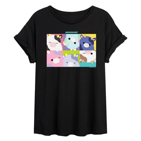 Squishmallows - Mooody Cow Grid - Womens Oversized Graphic T-Shirt