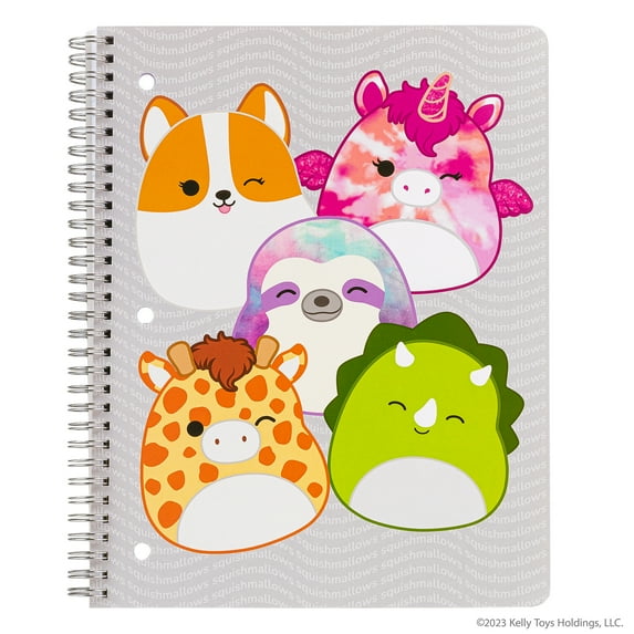 Squishmallows Multiple Characters College Ruled Spiral Notebook, 80 Sheets, Multi Color
