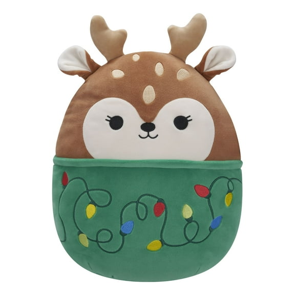 Squishmallows Official 12 inch Dawn the Brown Fawn With Green String Light Sweater - Child's Ultra Soft Stuffed Plush Toy