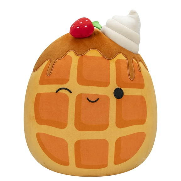 Squishmallows Official 14 inch Weaver the Waffle with Strawberry - Child's Ultra Soft Plush Toy