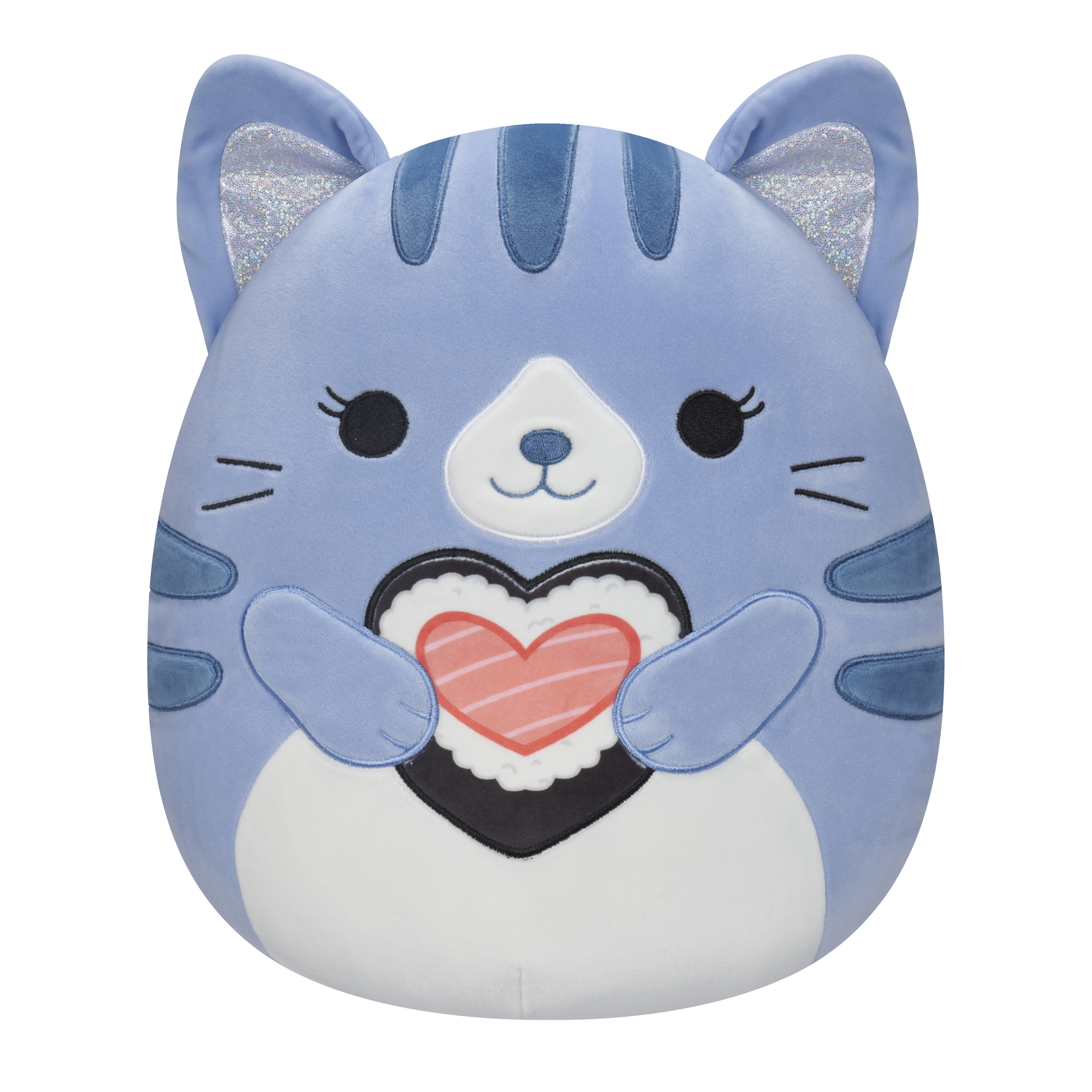 Squishmallows Official 16 inch Carizma the Dark Blue Tabby Cat Holding Sushi - Child's Ultra Soft Plush Toy