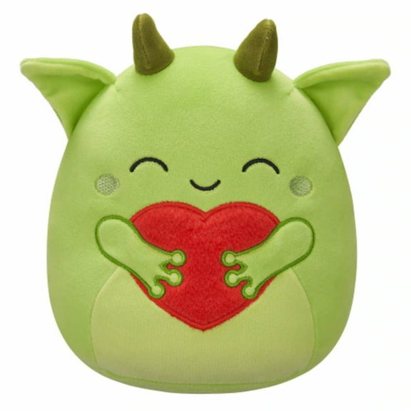 Squishmallows Official 8" Valentines Day Fitzy the Green Goblin With Heart Child's Ultra Soft Stuffed Plush Toy