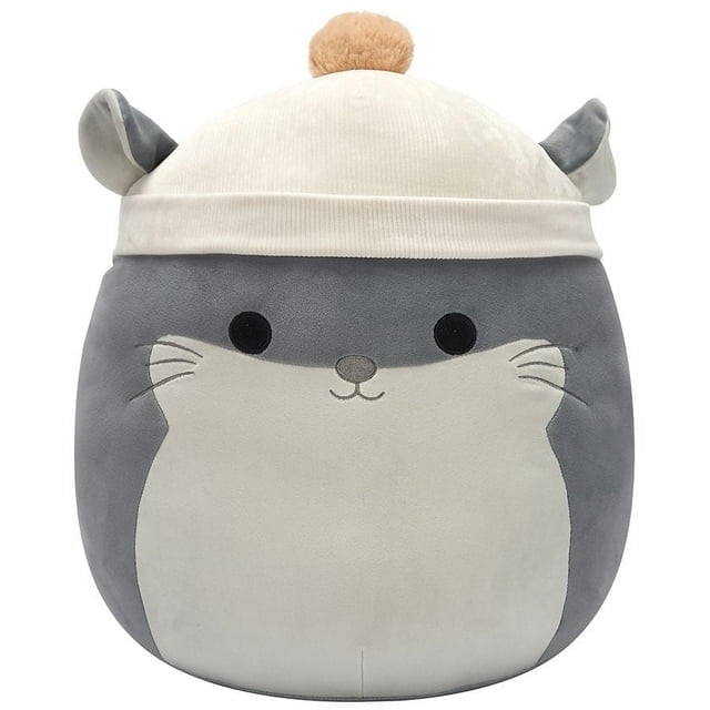 Peluche Squishmallows De 30 Cm Fuzzamallows Nell Le Chat Calicot Rose Et Violet