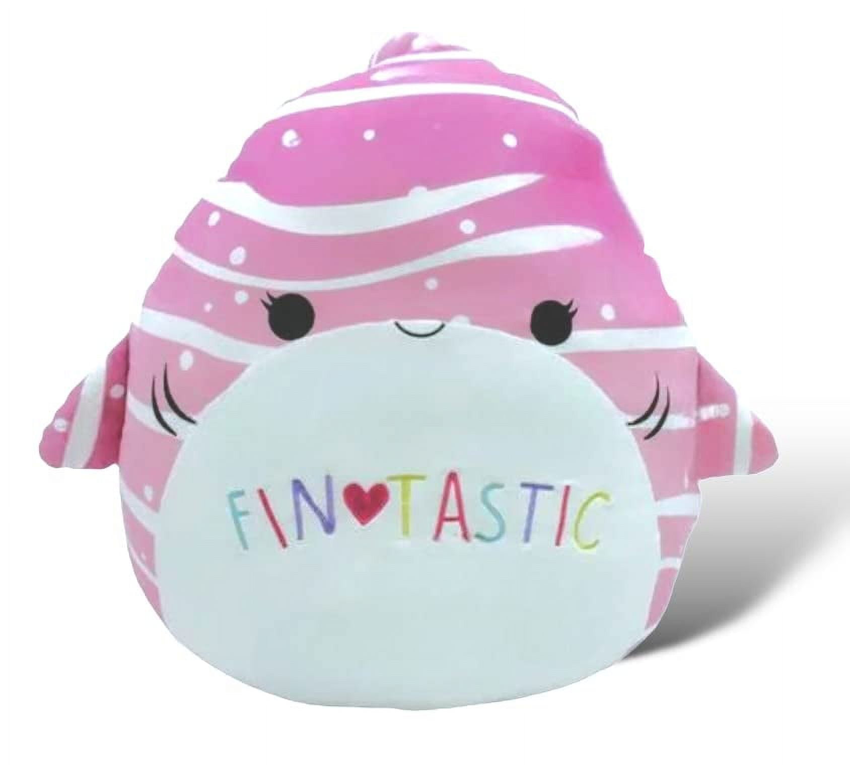 Squishmallows Official Kellytoy Aidy Pink Shark with FINTASTIC on Belly 20  Inch Plush - 2023 Valentine's Squad Stuffed Animal Toy 