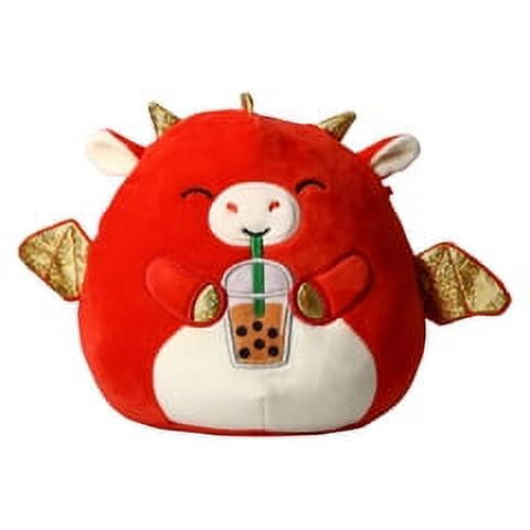Squishmallows Official Kellytoy Plush 7.5 Inch Squishy Stuffed Toy Animal (Baiden The Dragon with Boba Tea)